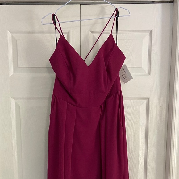 Dessy Collection Dresses & Skirts - Pleated Skirt Crepe Maxi Dress with Pockets - size 12